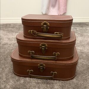 Set of Three Brown Vintage-Style Box decor